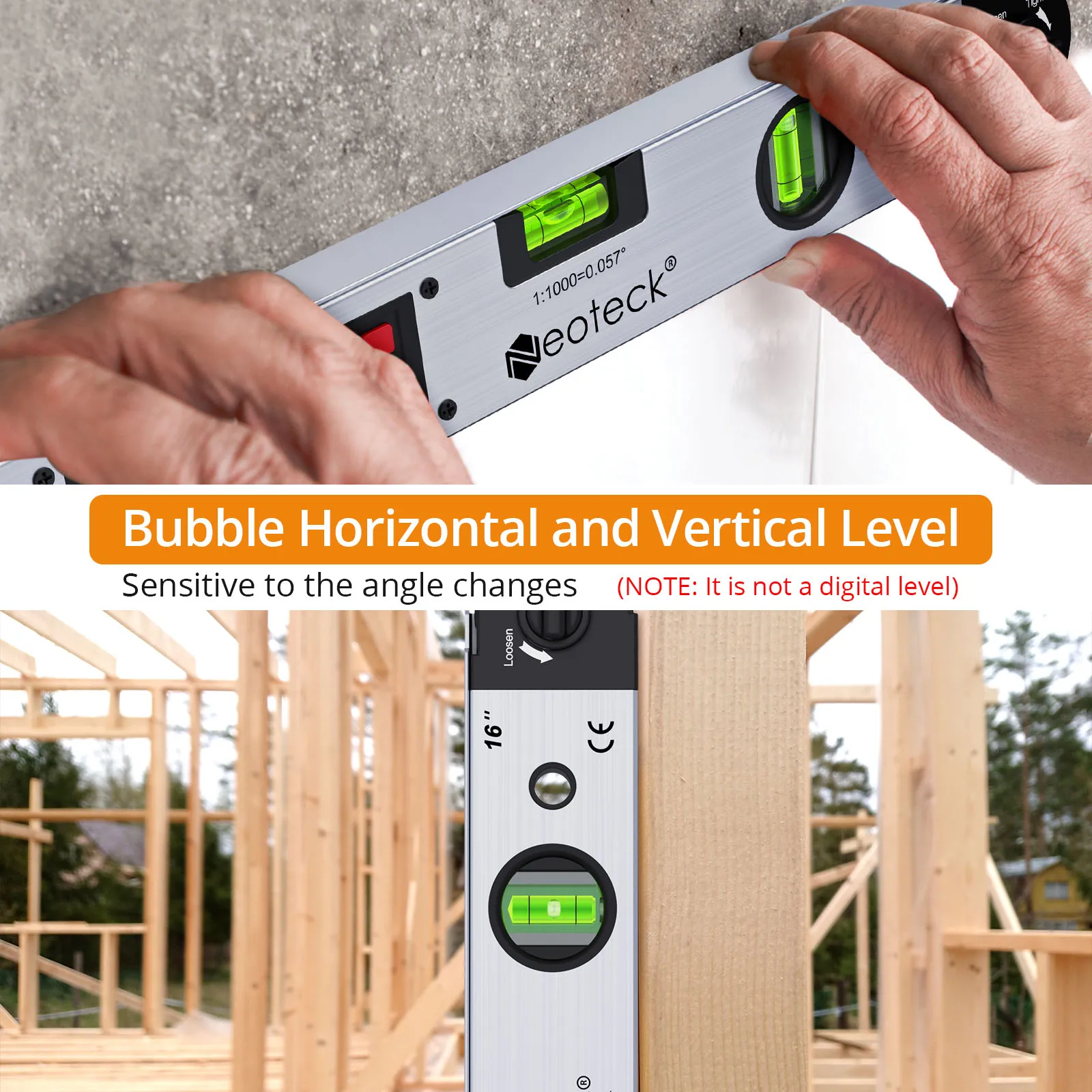 Neoteck 400mm LCD Digital Protractor Spirit Level Angle Finder Gauge Meter 0~225° Electronic Angle Ruler Measure Tool