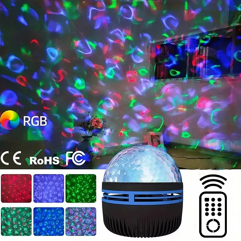1pc sterprojector, Galaxy-projector, water Ocean Wave-projector voor slaapkamer nachtlampje kamerdecor met 7-kleuren patronen
