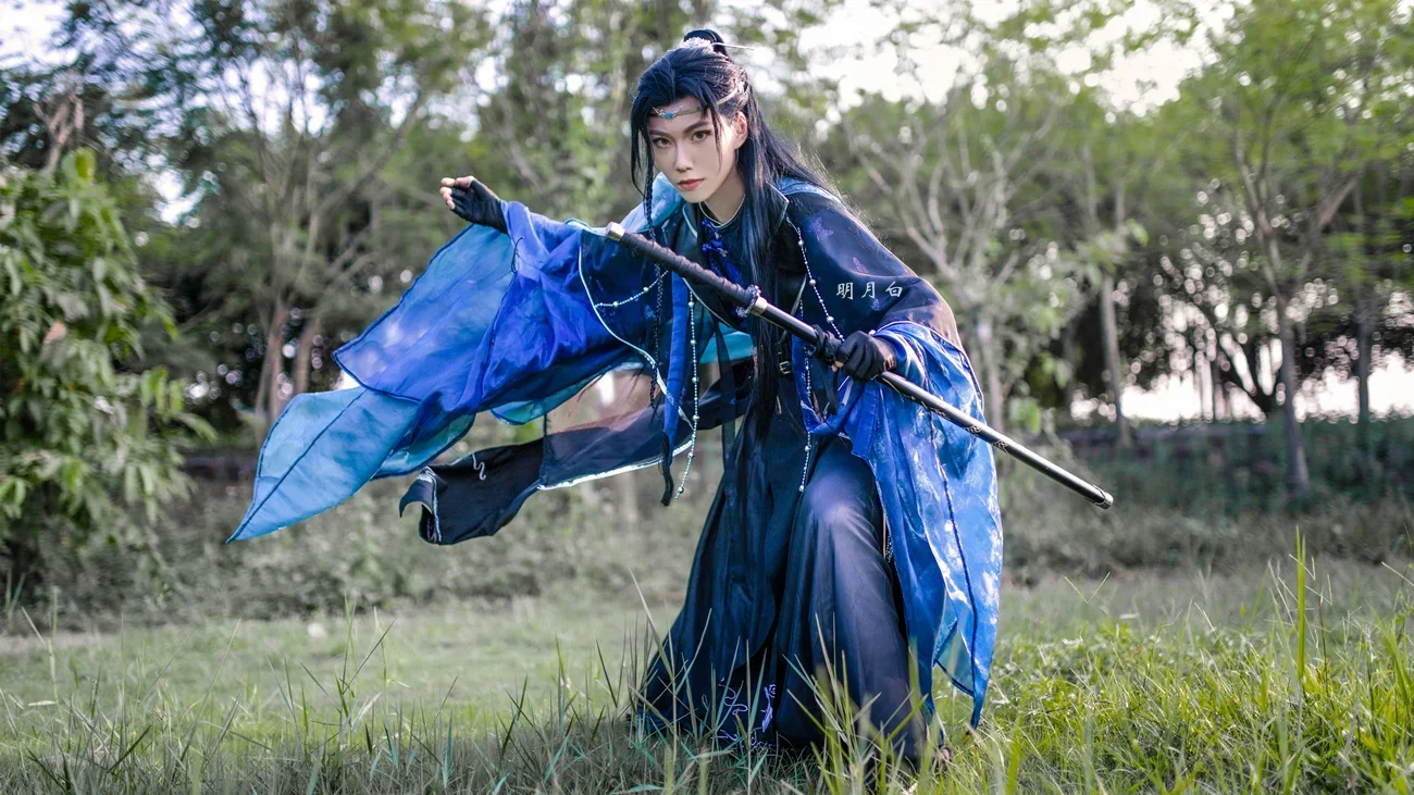 أزياء Erha and His White Cat Master التأثيرية أزياء Mo Ran Doujin التأثيرية Chu Wanning Moran Antiquity Black Cosplay