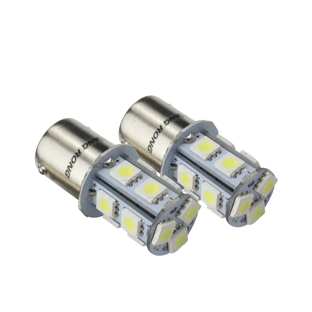 ANGRONG 2X 1156 BA15S 13 SMD 5050 R10W LED White Car Light Fog Brake Reverse Lamps Auto Daytime Running Signal Bulb