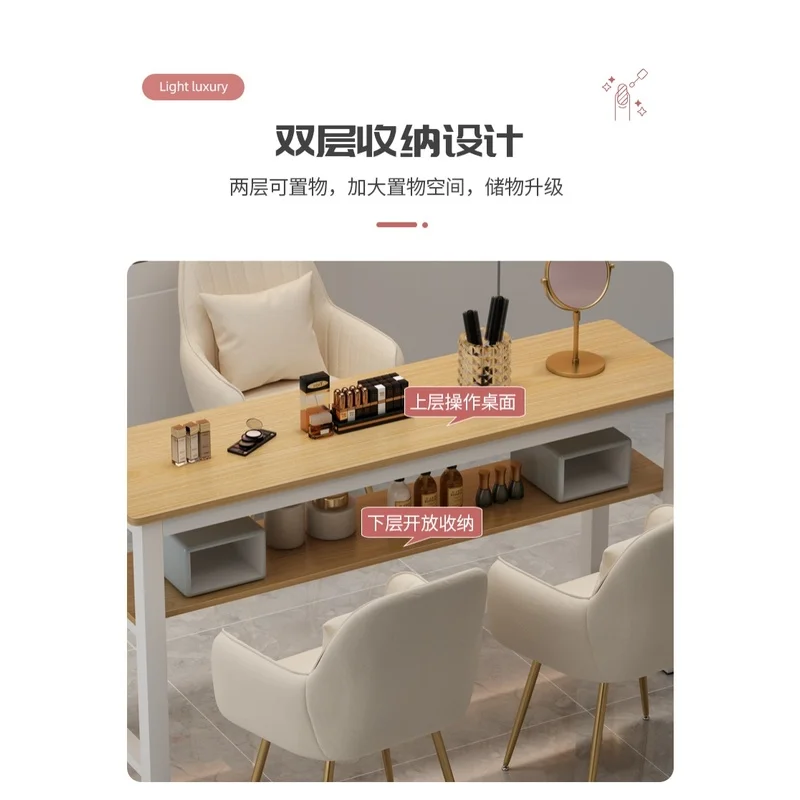 Meja kuku manikur ekonomis kuku meja Set kursi Jepang desain mewah dasar profesional meja Manucure Salon Furniture