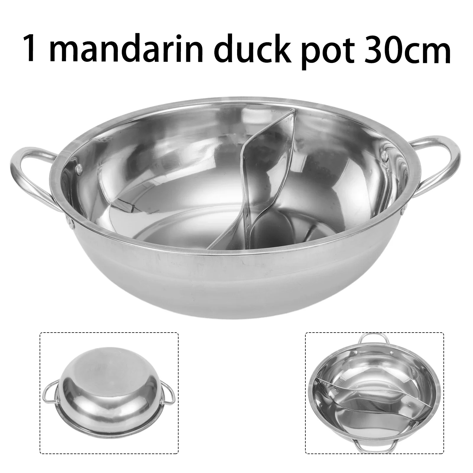 Twin Divided Hot Pot Kitchen Soup Gas Stove Stainless Steel Compatible Pot Cooking Cookware Dish Plate Druable