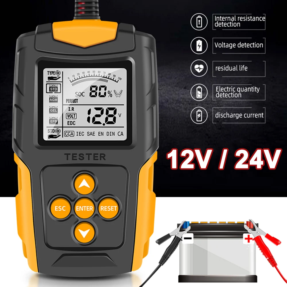 Digital Car Battery Analyzer Diagnostic Tool CCA Internal Resistance Tester Charging Scanner Car Battery Tester Capacity 12V 24V