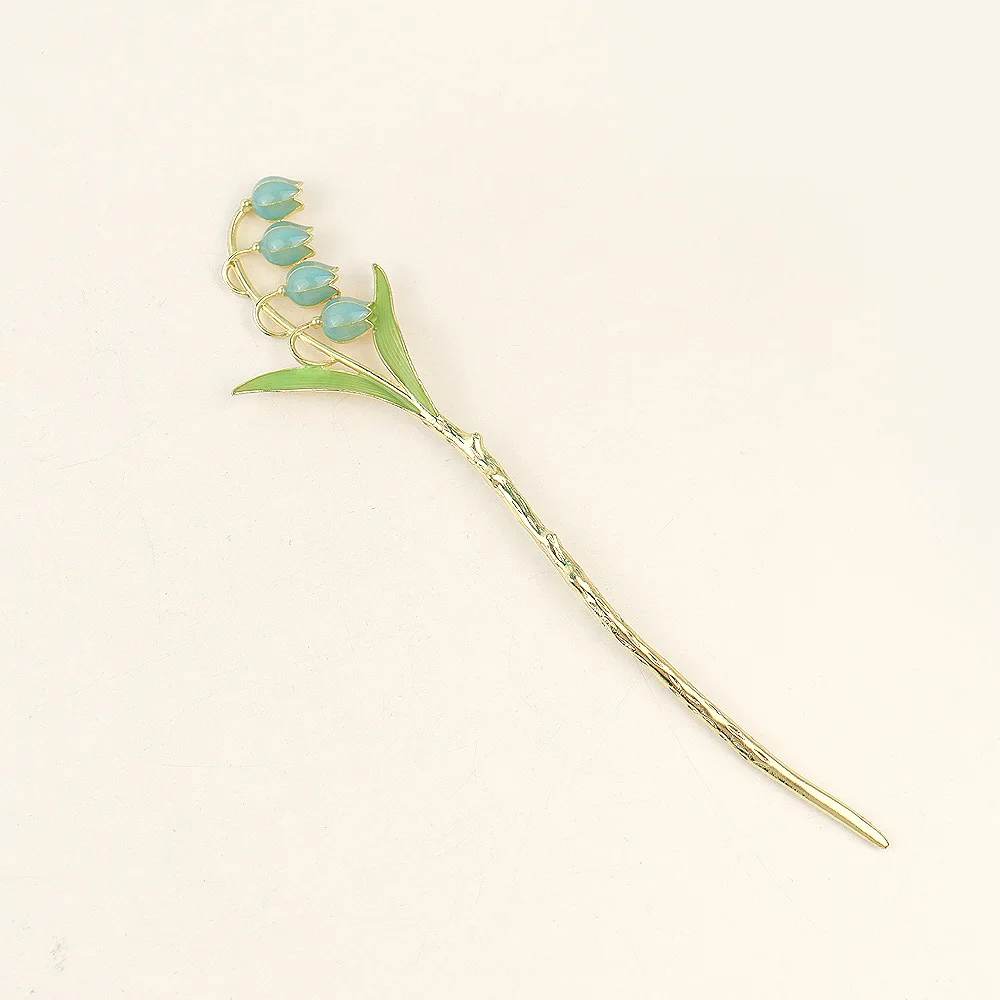 Japanese Chinese Style Enamel Metal Flower Wheat Hair Sticks Pearl Tassel Hairpin Tulip Hair Shopsticks Hanfu Hair Accessories