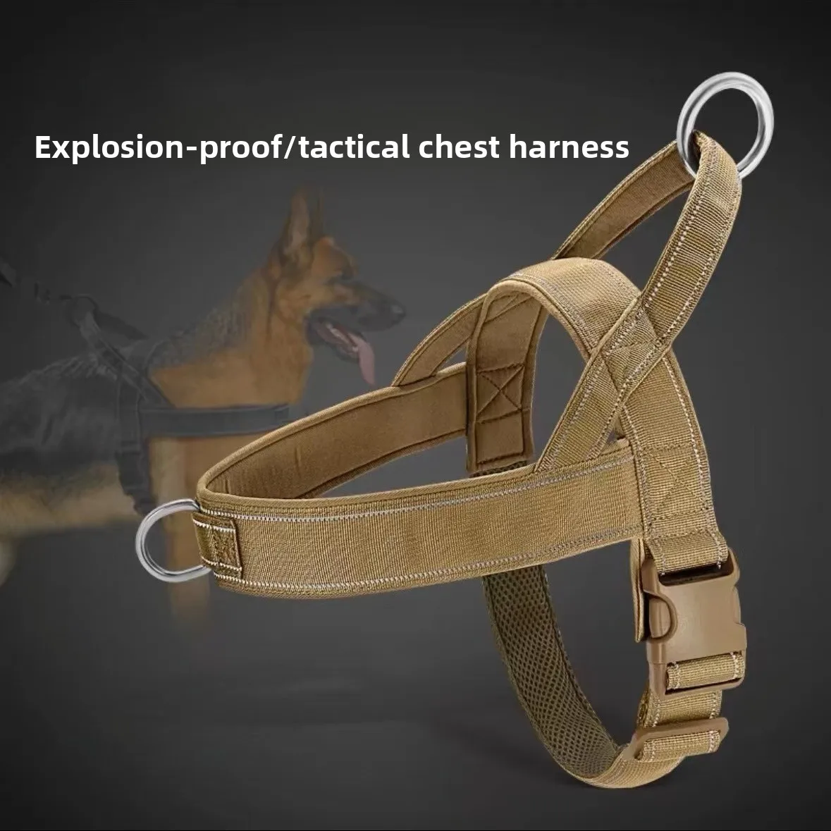 Tactical No-Pull Dog Harness for Large Dogs Heavy Duty Military Vest with Metal Buckles & Molle System Front Clip for Training