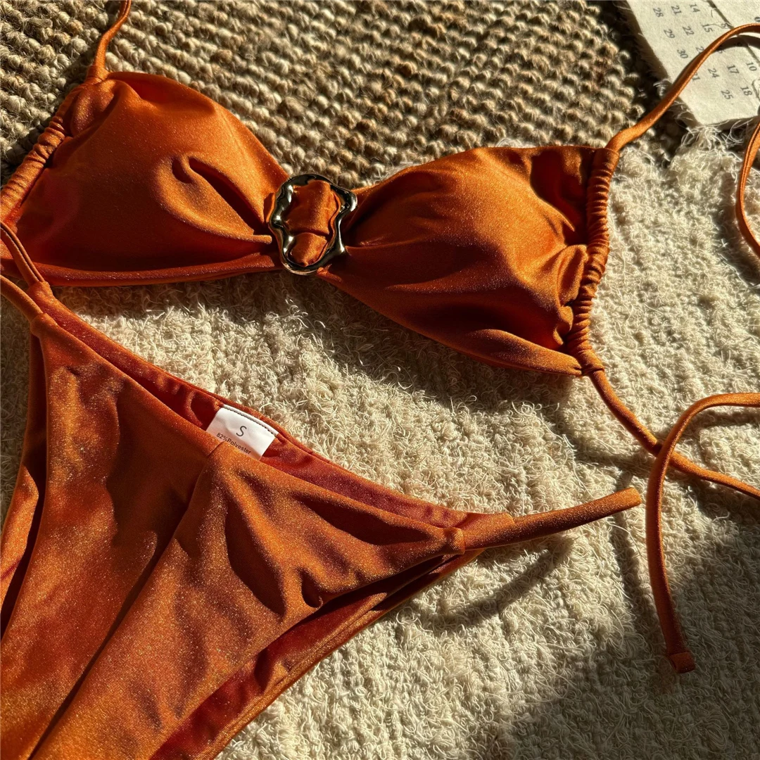 5 Farben, Metallring, Neckholder, hoch geschnittener Bikini, Damen-Badeanzug, zweiteiliges Bikini-Set, Damen-Badebekleidung, Badeanzug, Schwimmanzug V6340G – Detail 30