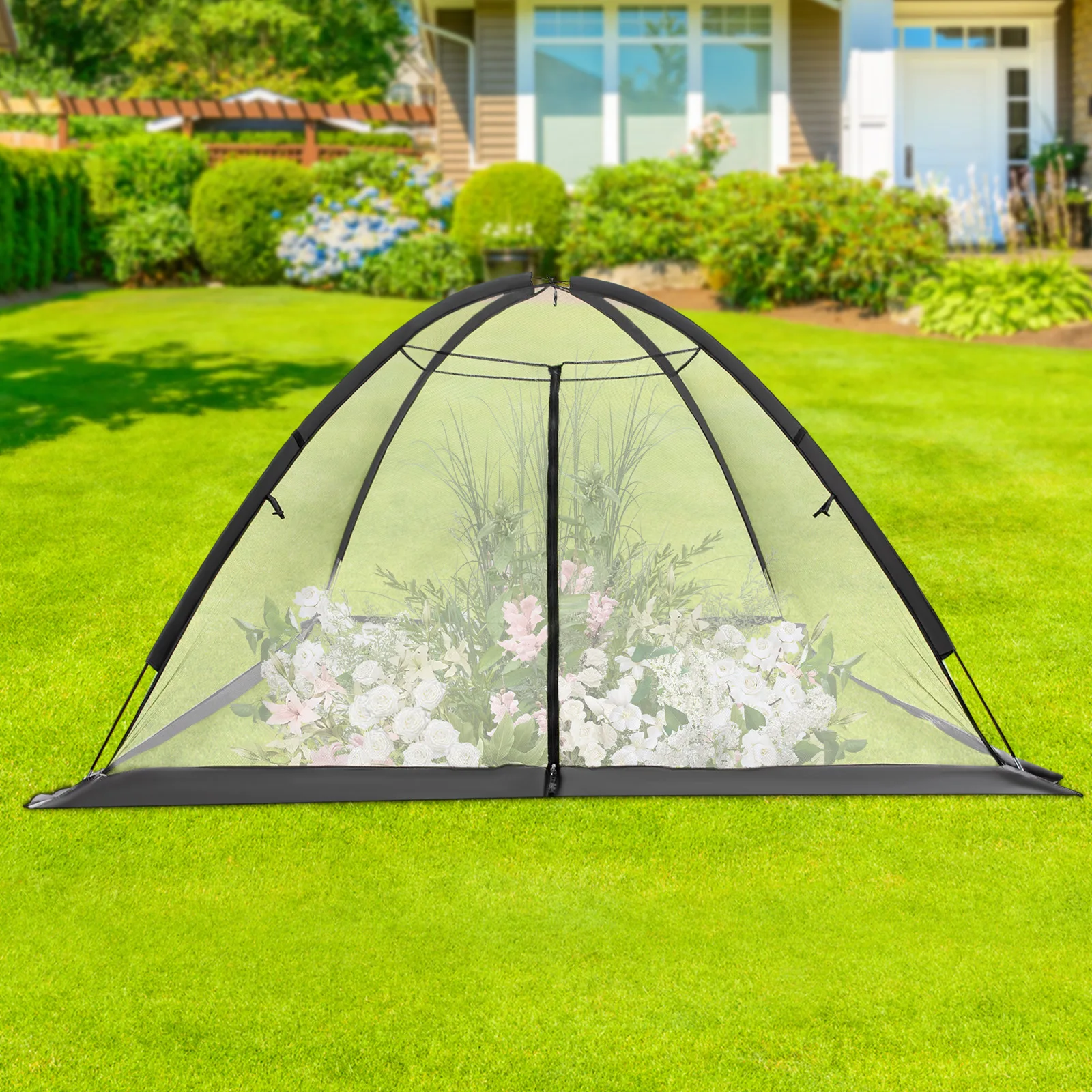 Pond Cover Dome 8x10 FT Garden Pond Net Dome Pond Net Covers with Zipper Pond Netting for Pond Pool and Garden