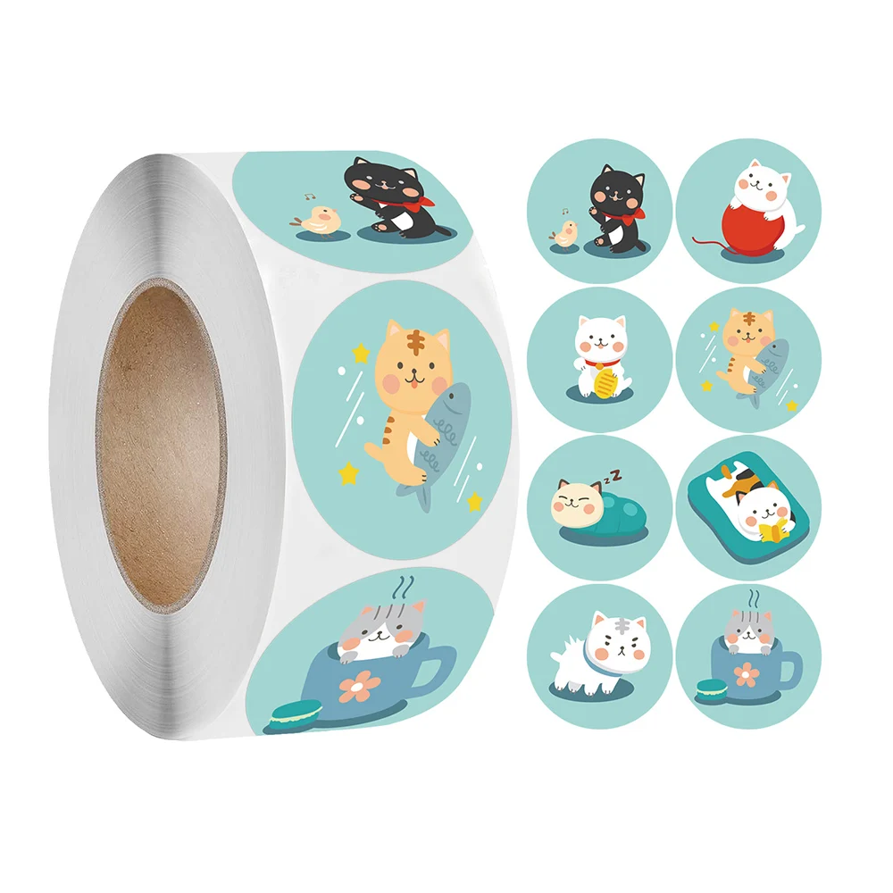 100-500pcs Lovely Cat stickers Sealing labels Reward sticker for school teacher Cute animals kids stationery sticker Gift decor