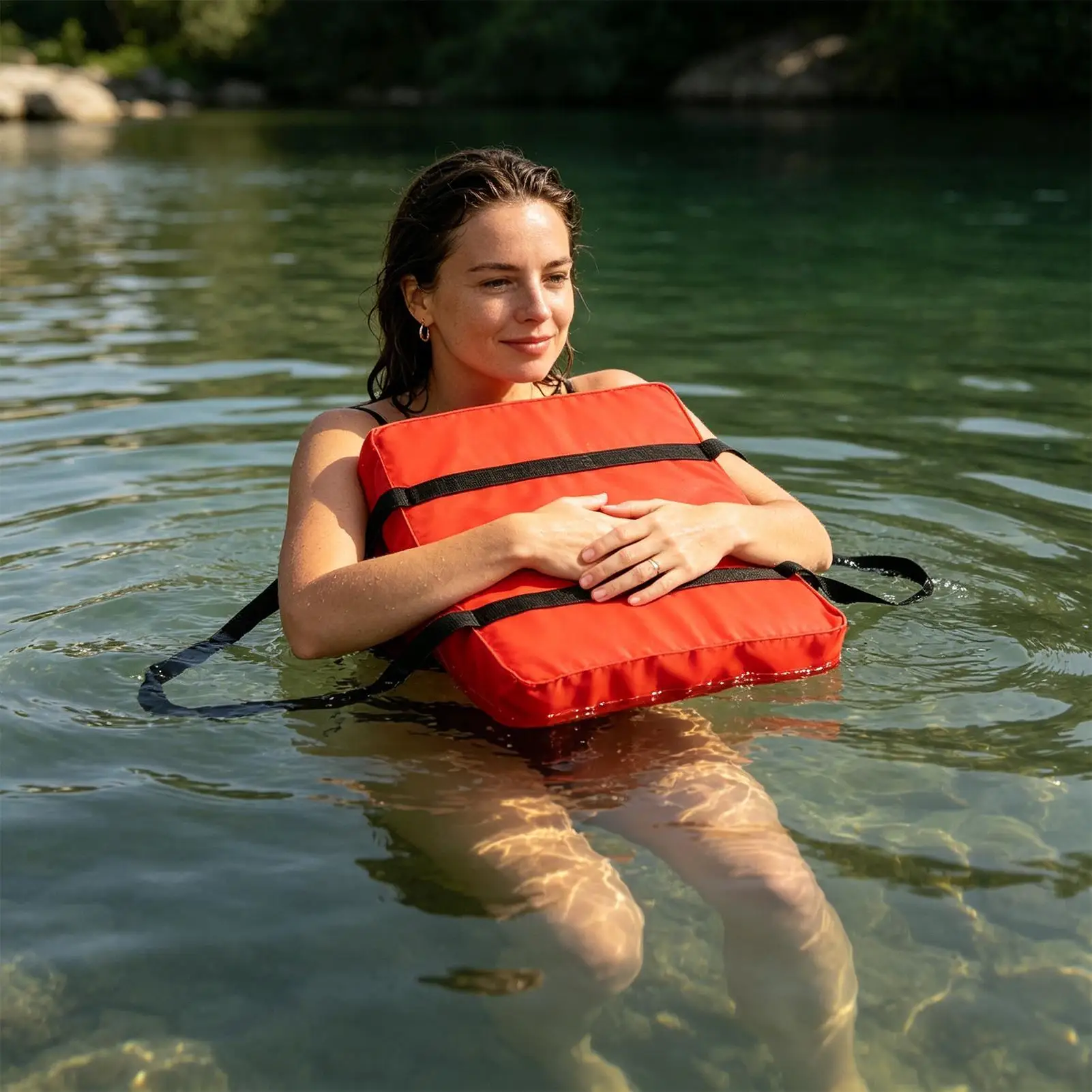 Portable Waterproof Throwable Flotation Cushion Rectangle Boat Seat Cushion for Kayak Canoe Fishing Water Sports