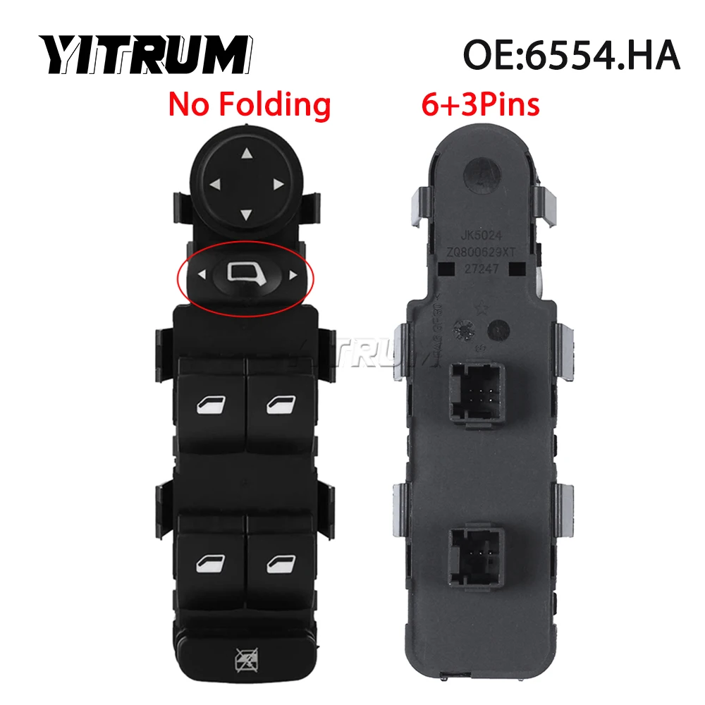 YITRUM Master Mirror Button Power Window Switch For Citroen C4 2004 2005 2006 2007 2008 2009 2010 6554.HA 6554.HE 6554HA 6554HE