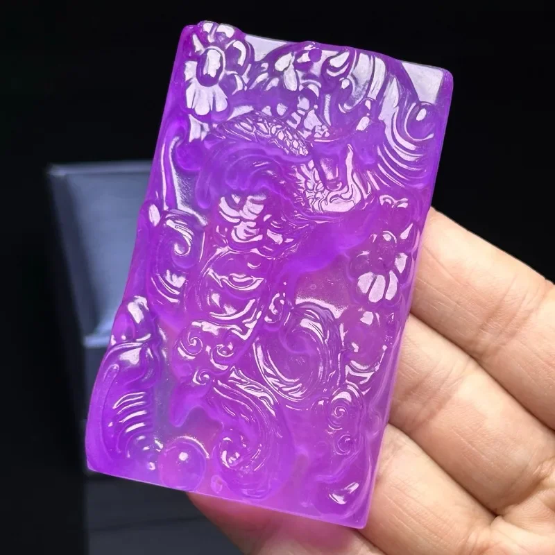 

Natural High Ice Quartzite Jade Violet Phoenix Pendant Necklace Jewelry