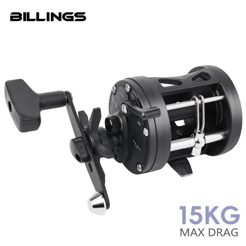 BILLINGS Trolling Reel Saltwater Fishing Reels Gear Ratio 3.8:1 Drag 15KG High Strength Body Casting Sea Fishing Reel