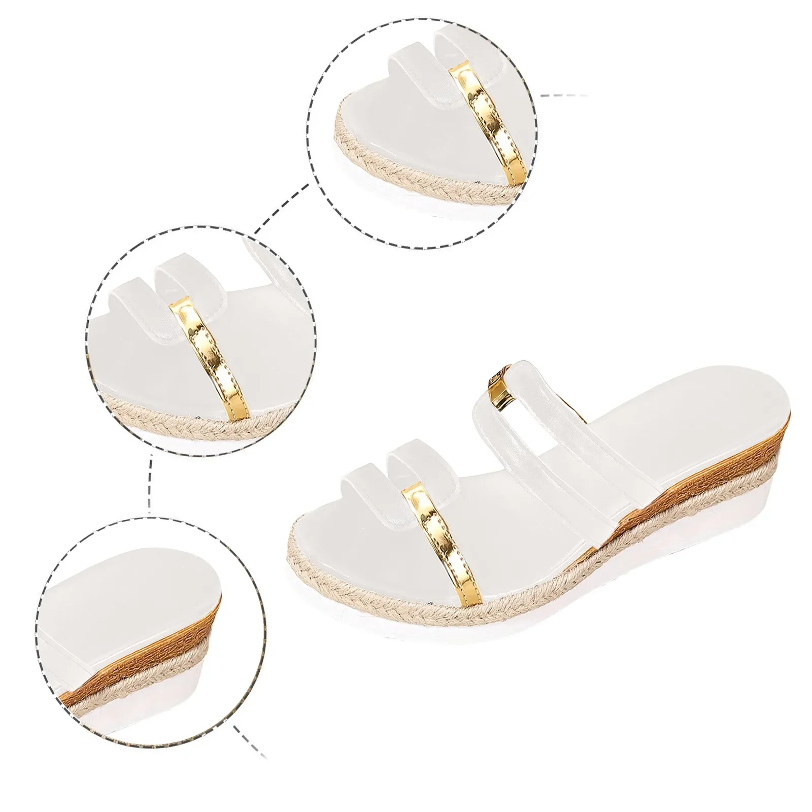 Sandalias de paja tejidas de cuero suave para mujer, zapatos informales con bloqueo de color, cómodos, verano, 2024