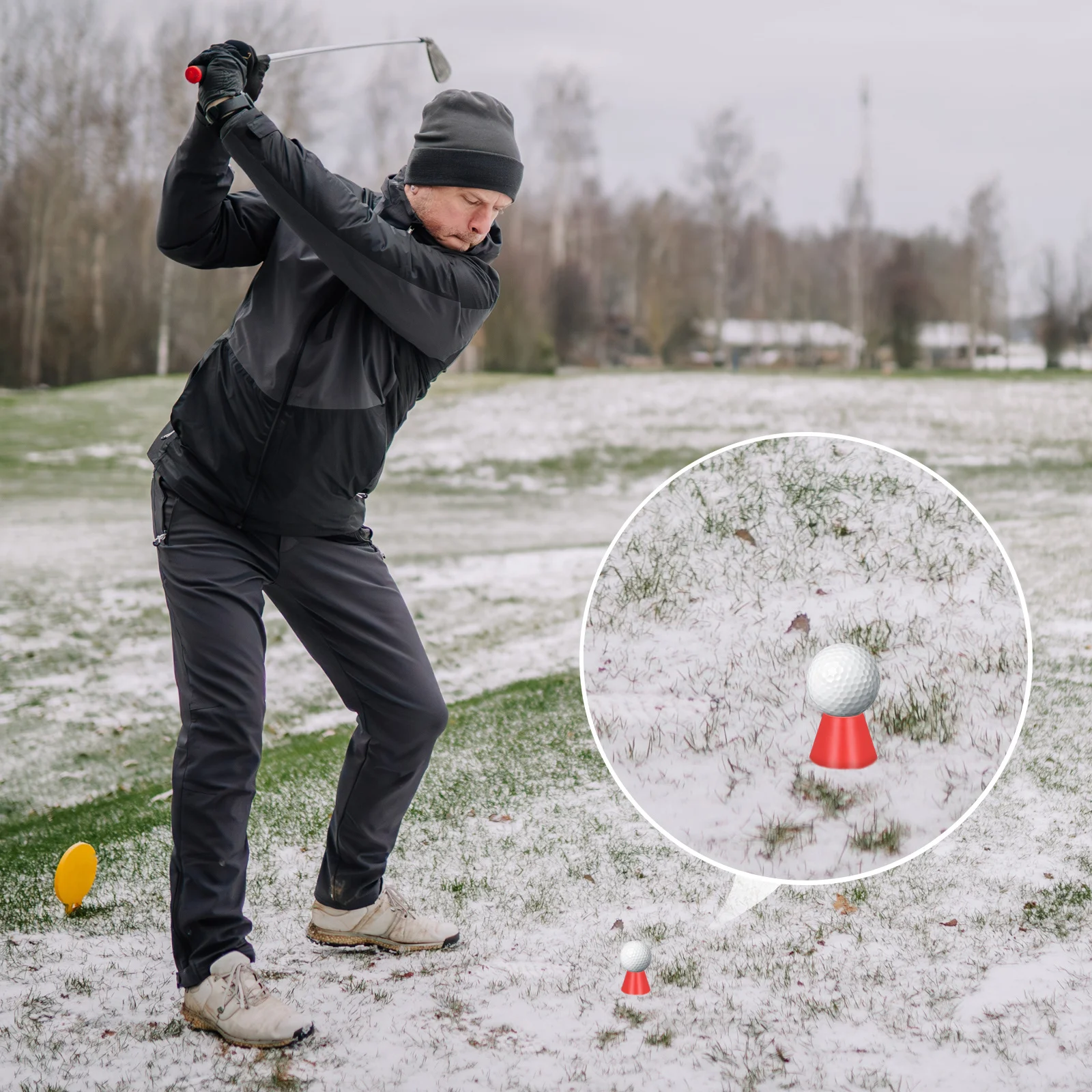 

4pcs Golf Tees Rubber Jumbo Tees 14Mm 18Mm 24Mm 38Mm 30Cm Rope Winter Frosty Ground Use Non Golf Accessories