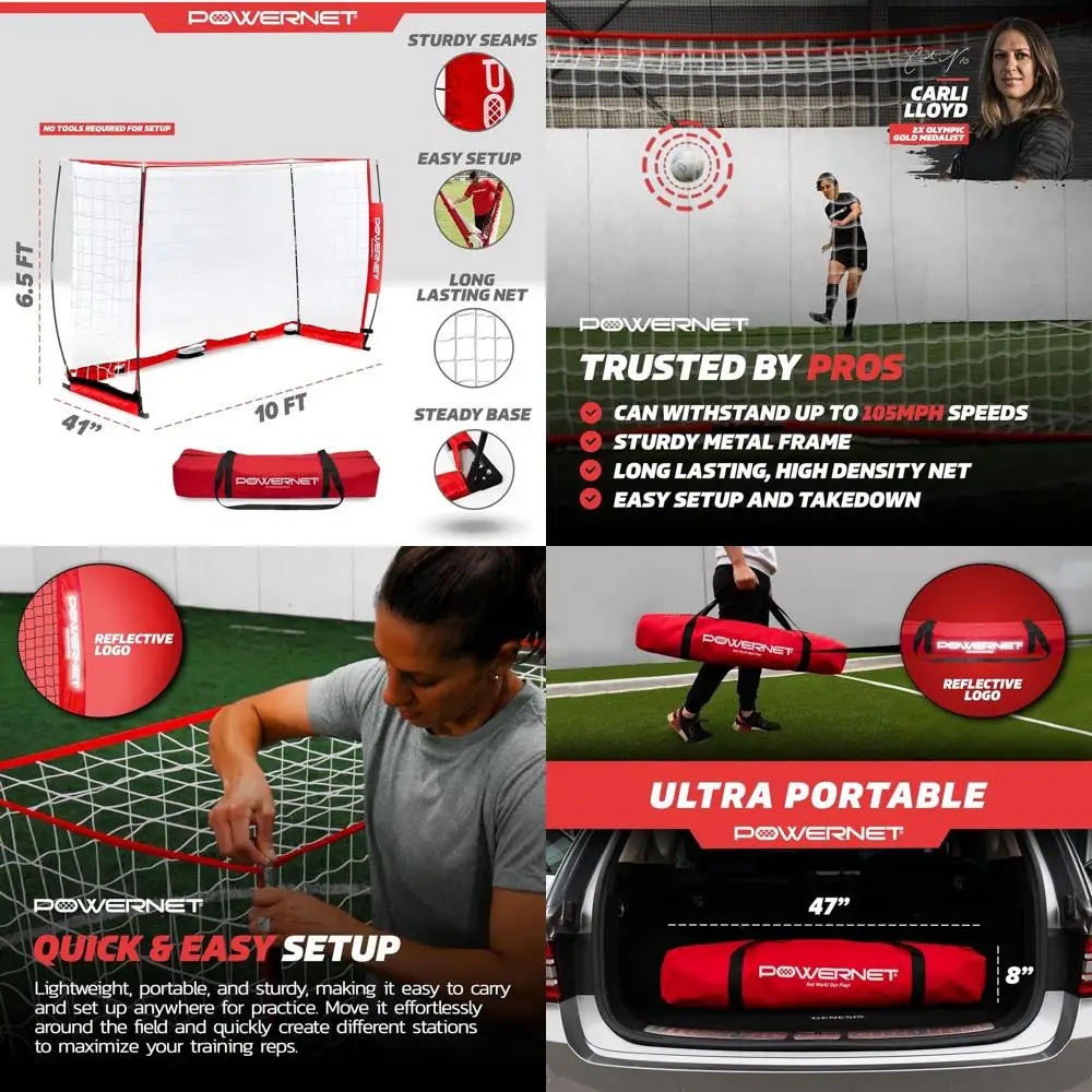 

Портативные футбольные ворота: 6 размеров, быстрая установка, сумка для хранения на молнии, идеально подходят для спорта и тренировок на открытом воздухе