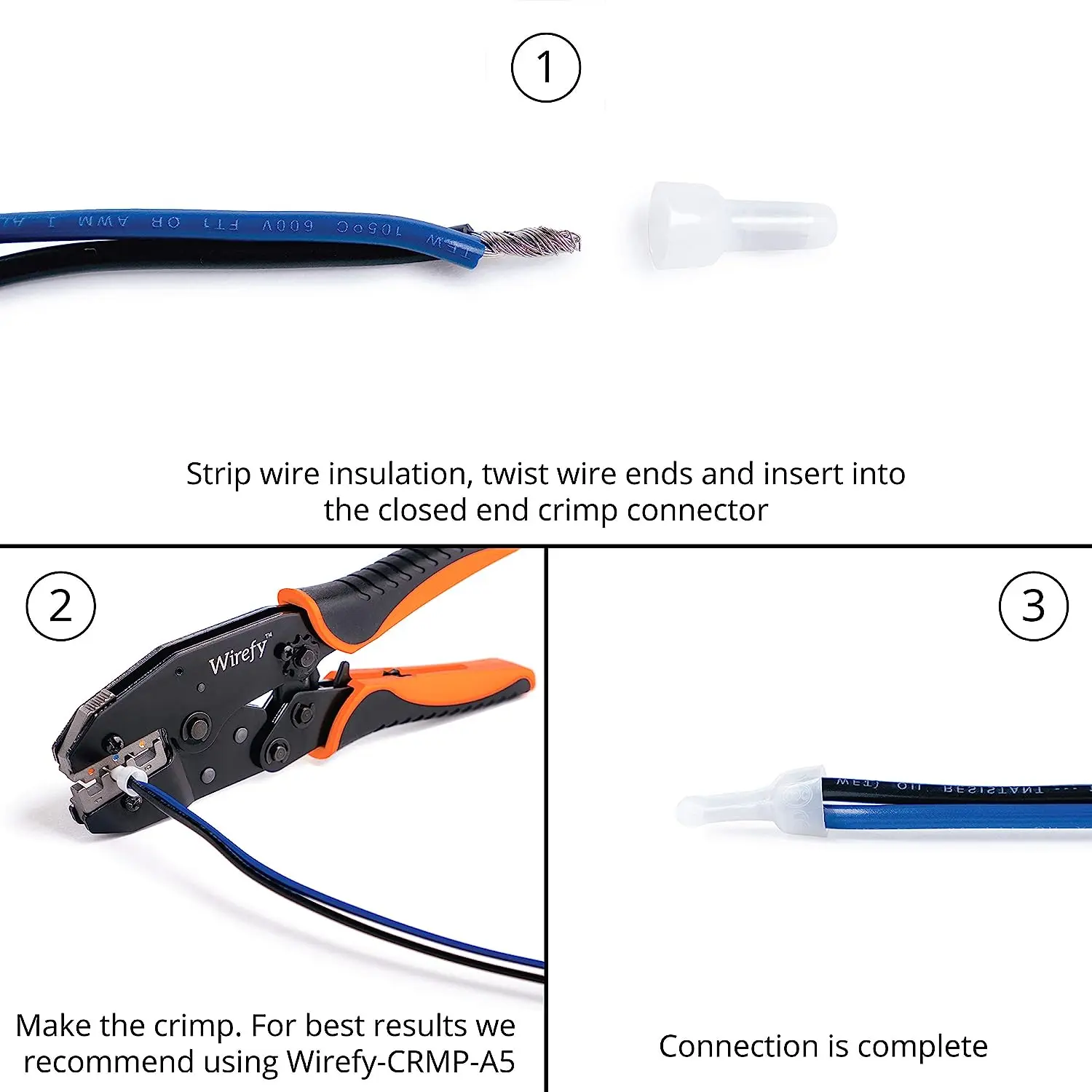 50/100 PCS CE1 CE2 CE5 Closed End Crimp Caps Electrical Wire Cable Terminals Connectors