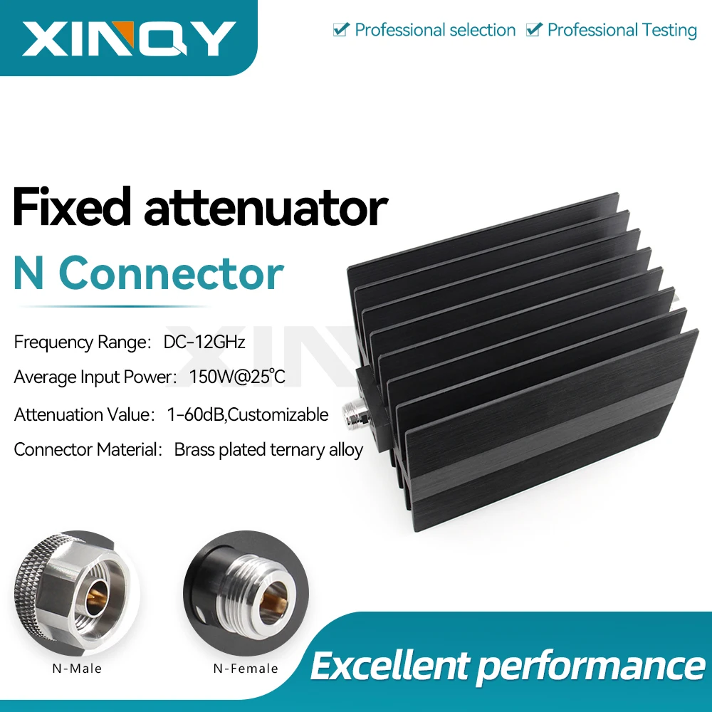 XINQY DC-12GHz 150W High Power RF Signal Attenuator N-JK High Frequency Coaxial Device