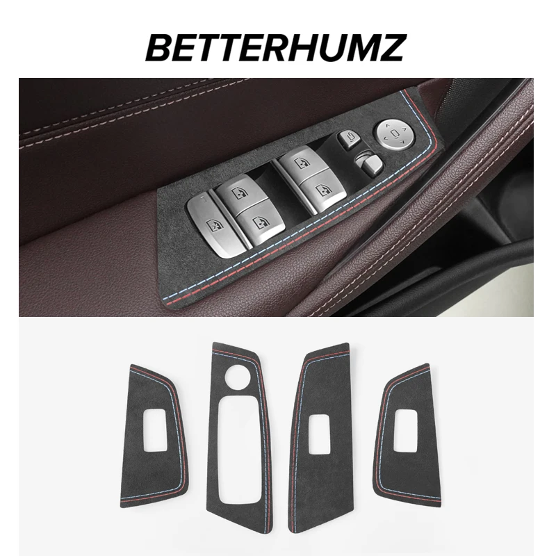 For BMW G30 G38 Series 5 Made of Alcantara Window Switch Lifter Button Panel Trim Performance Sticker Car Interior Accessories