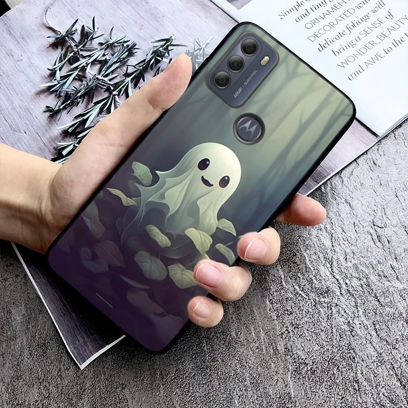 شبح الزهور لطيف هالوين جراب هاتف ل موتو G84 G23 G24 G31 G32 G41 G51 G52 G53 G54 G71 G82 G42 G62 G200 G اللعب G ستايلس