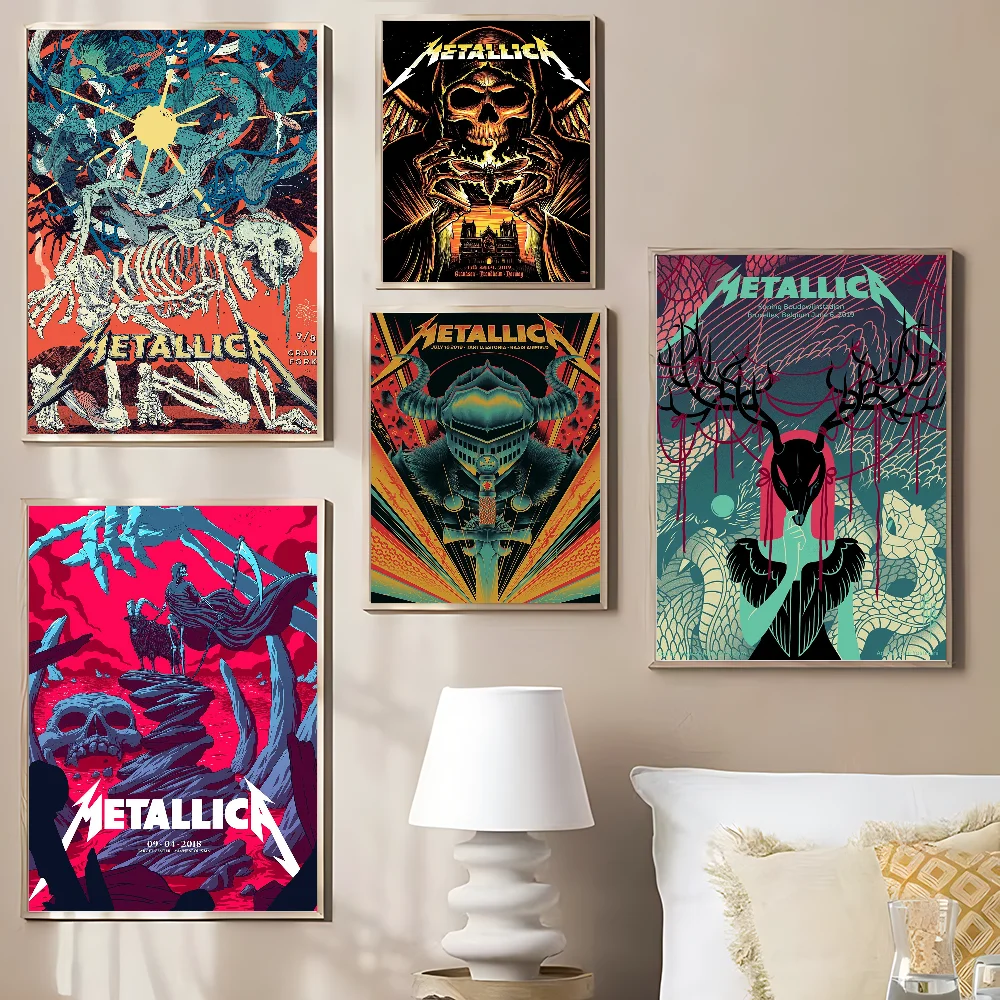 Band-M-METALLICAES Classic Movie Posters Vintage Room Bar Cafe Decor Stickers Wall Painting