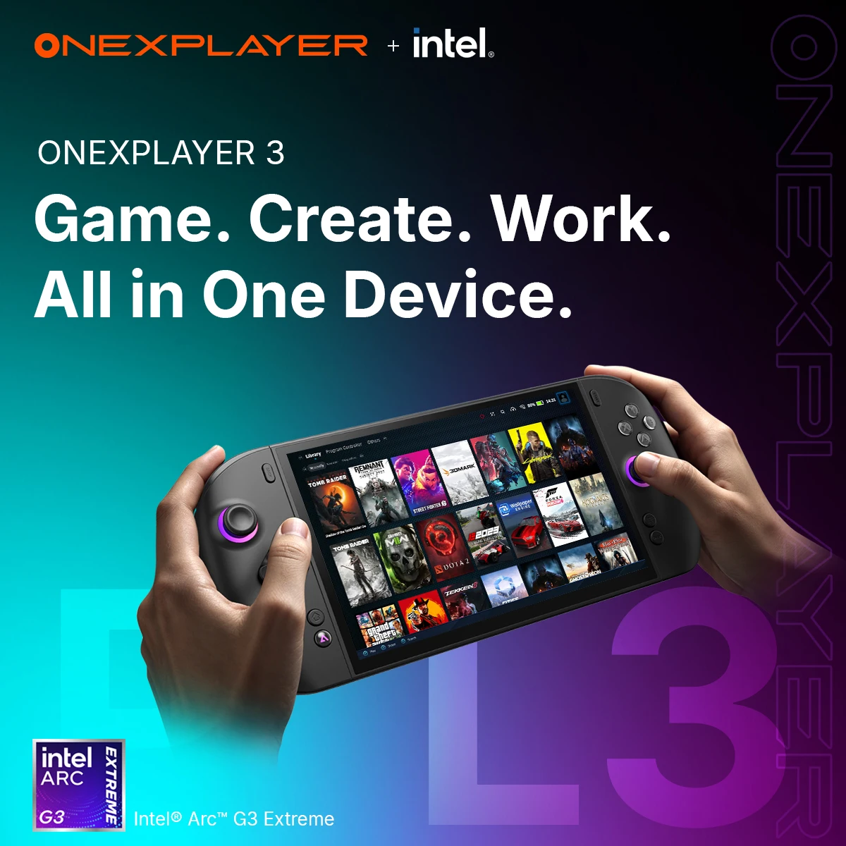 OneXPlayer3 Arc G3 Extreme Handheld Game Player 8.8'' 144Hz AMOLED Windows 11 Portable 3-in-1 Gaming PC Notebook Laptop 85Wh
