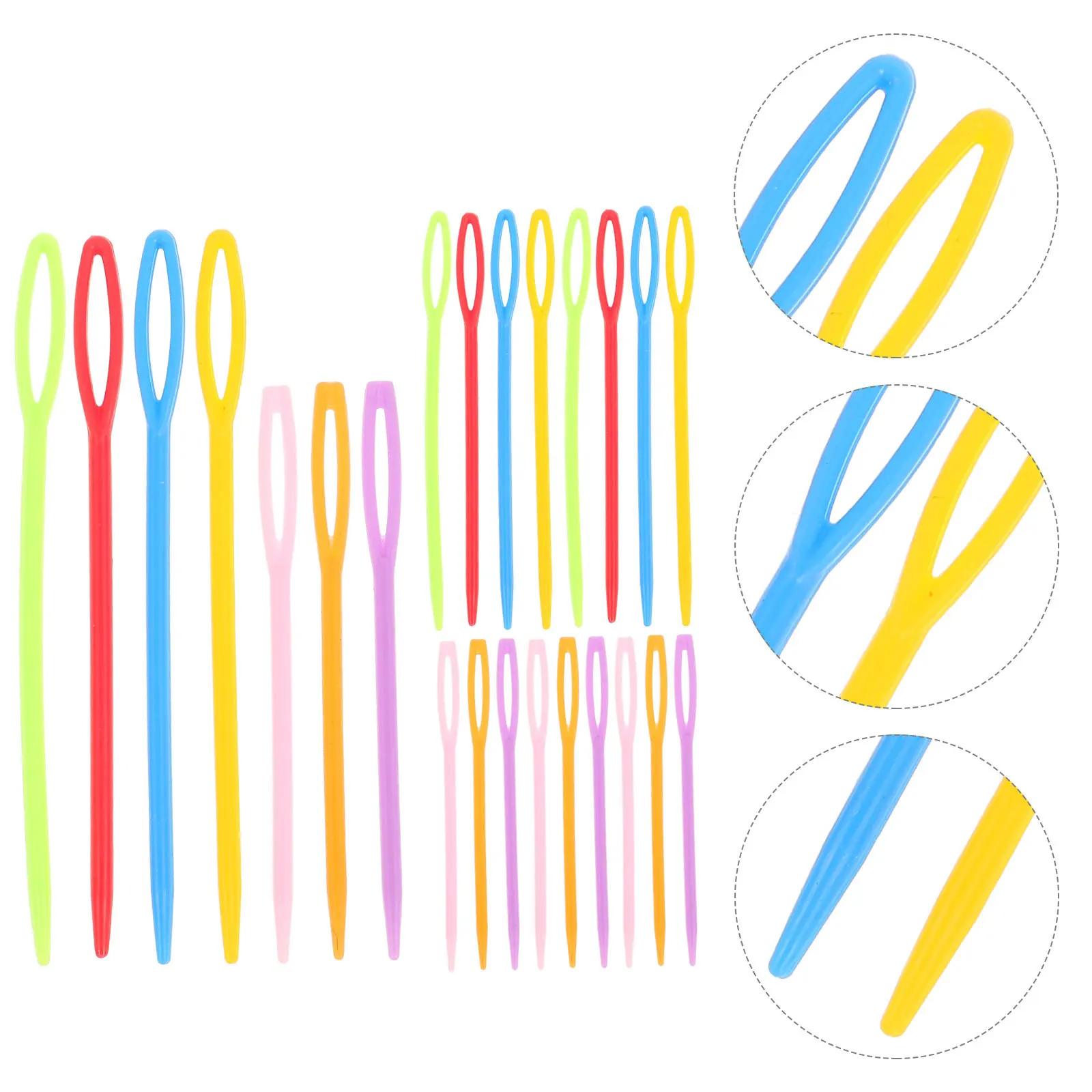 

40Pcs Sewing Needles Large Eye Plastic Smooth Surface Safe for Projects 7Cm 9Cm Mixed Colors Knitting Threading