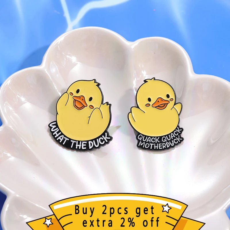 I Don't Give A Duck Enamel Pins Yellow Fun Dagger Duck Brooches Lapel Badges Cartoon Animal Jewelry Gift For Kid Friends