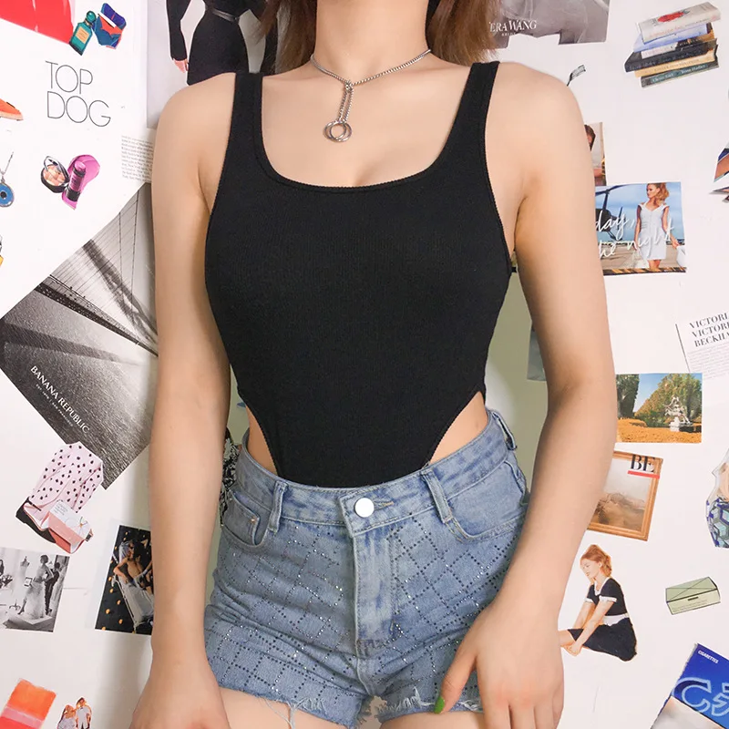 Summer Solid Sexy Bodycon Women body femminile Slim Casual body Chic Lady Club Short Playsuits Femme Black Beach Clothes