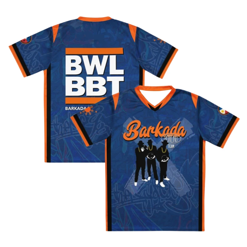2026New Men Barkada Team V Neck Bowling Jersey BWL BBT Letter Print Breathable Quick Dry Sports Teecomfortleisure - Parent-child
