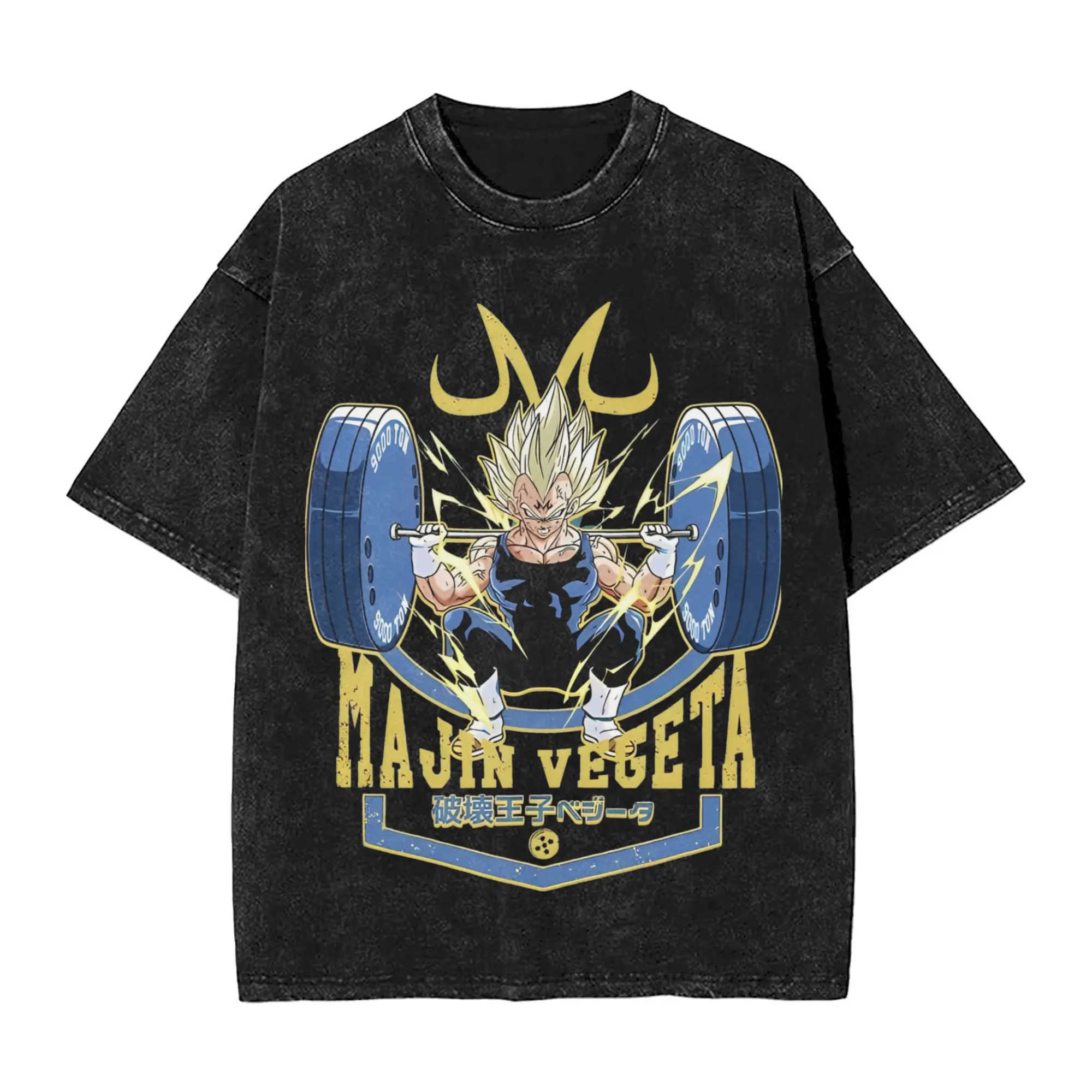 2026 Sommer Dragon Ball Retro Gewaschenes Baumwoll-T-Shirt Herren Oversized Lässiger Majin Vegeta Aufdruck Unisex Kurzarm Streetwear