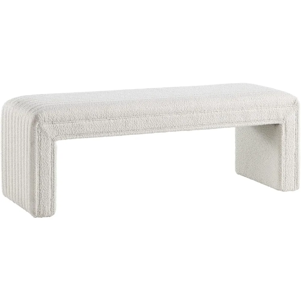 

Modern Ottoman Bench 49 inch,Upholstered Entryway Bench Boucle Fabric Footrest Stool Bedroom Bench Seat