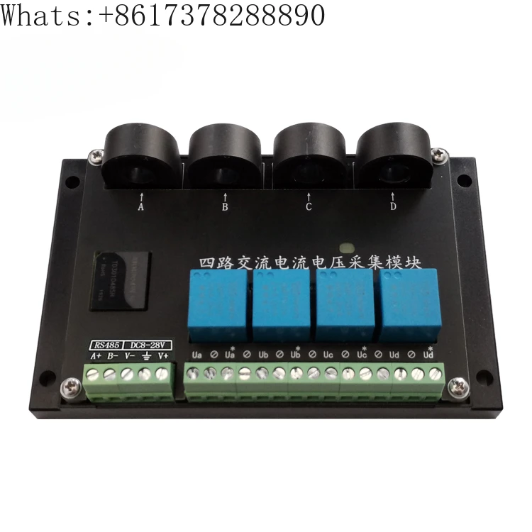 

Four way PLC AC current transmitter voltage mutual inductance acquisition and measurement sensor module