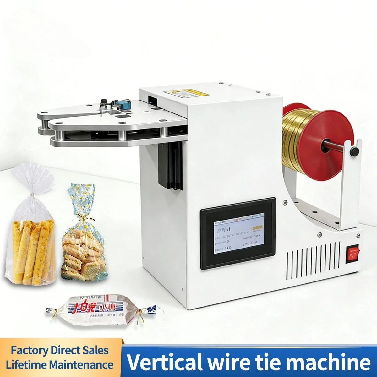 Touch Screen Automatic Bread Bag Twist Tie Machine Sealing Tying Machine for Bakery Candy Fruit Toast Packaging
