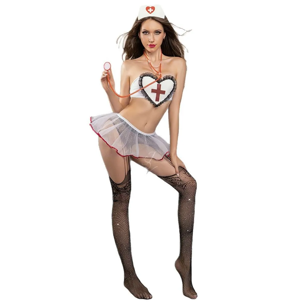 

Wholesale Women's Sexy Two Pieces Bikini Lingerie Sets Adult Lady Roleplay Nurse Underwear Naugty Girl Cosplay Clothes