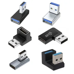 USB Type A to Type A Adapter 180 Degree Up & Down Angled USB 3.0 Adapter A Male to Female Extension Converter 5Gbps Laptop PC