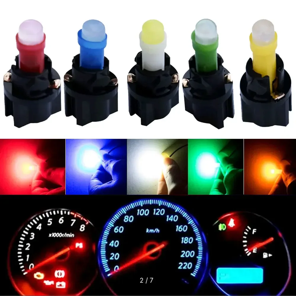 

10Pcs Universal LED Dashboard Light Bulb T5 W1.2W W2X2.6d 27 74 85 18 COB Auto Instrument Cluster Lamp Holder Socket Auto Parts