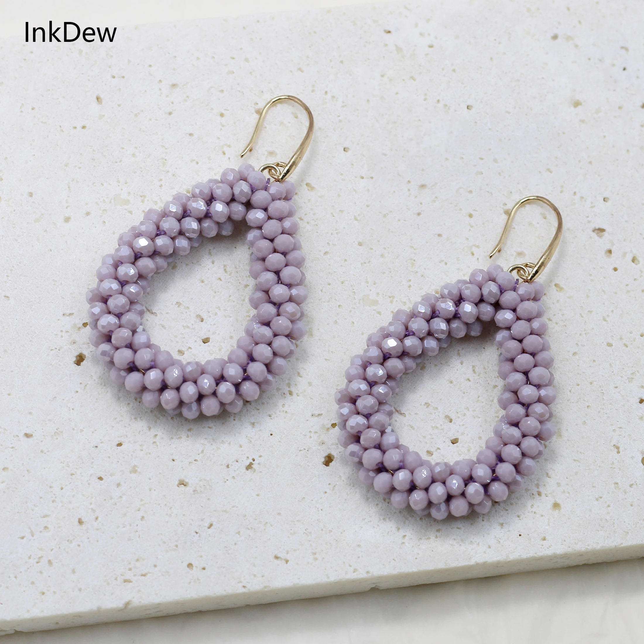 INKDEW Water Drop Shape Drop Earrings For Women Colorful Beads Handmade Threading Crystal Big Long Earrings Jewelry Gift EA004