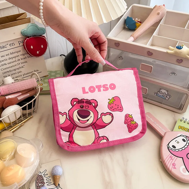 Disney Large-capacity and Beautiful Folding Cartoon Stitch Cosmetic Bag Cute Bear Travel Portable Cosmetic Storage Bag