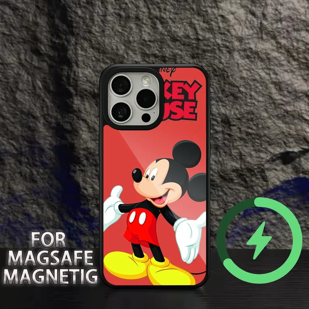 MINISO Disney Mickey Mouses  Phone Case For iPhone 15 14 13 12 11 Pro Max Plus Magsafe Magnetic Wireless Charging Cover