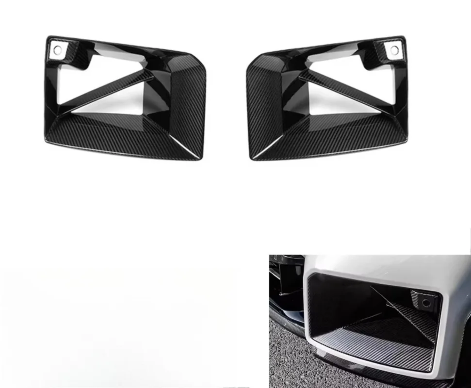 AISKA MP Style Dry Carbon Fiber Car Front Air Vent Intake Duct Inserts Covers Front Bumper Lower Vent for BMW G87 M2 Coupe 2023+