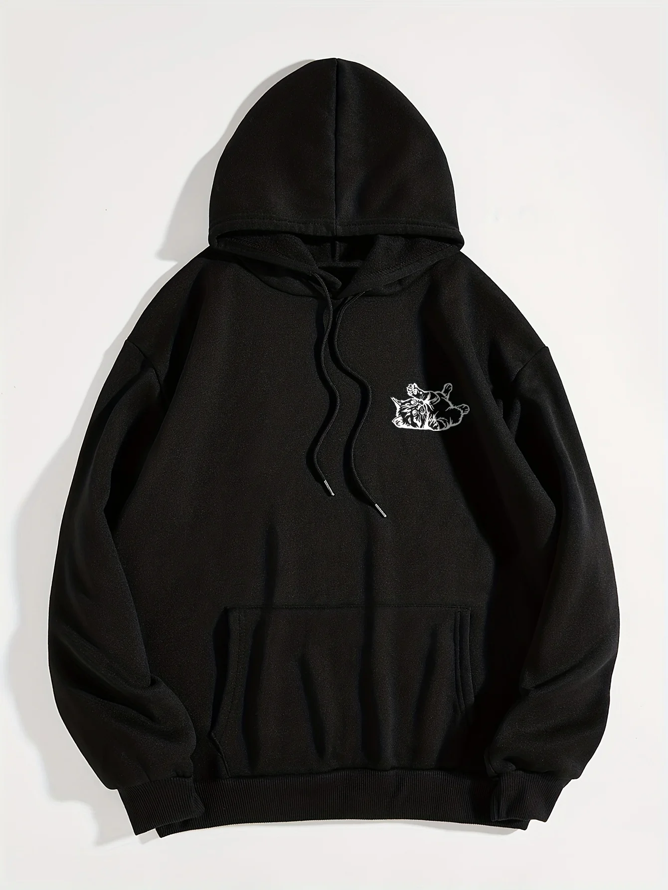 Felpa con cappuccio con coulisse e tasca con stampa di gatti stravaganti - Felpe con cappuccio alla moda da donna - Felpa con cappuccio casual a maniche lunghe