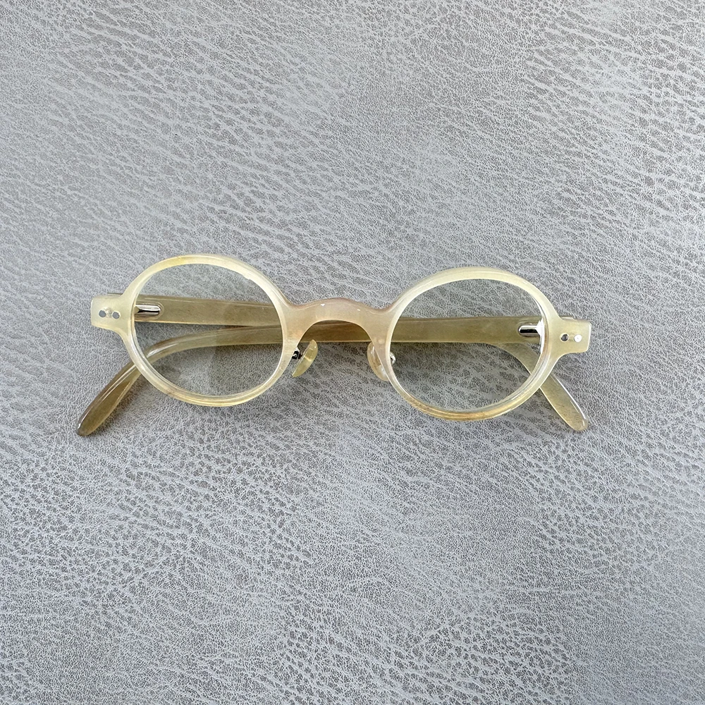 Eyeglass Frames Small Round Retro Handmade Honey Horn Trendy Prescription Optical Lenses With Recipe Women Man's Glasses Frames