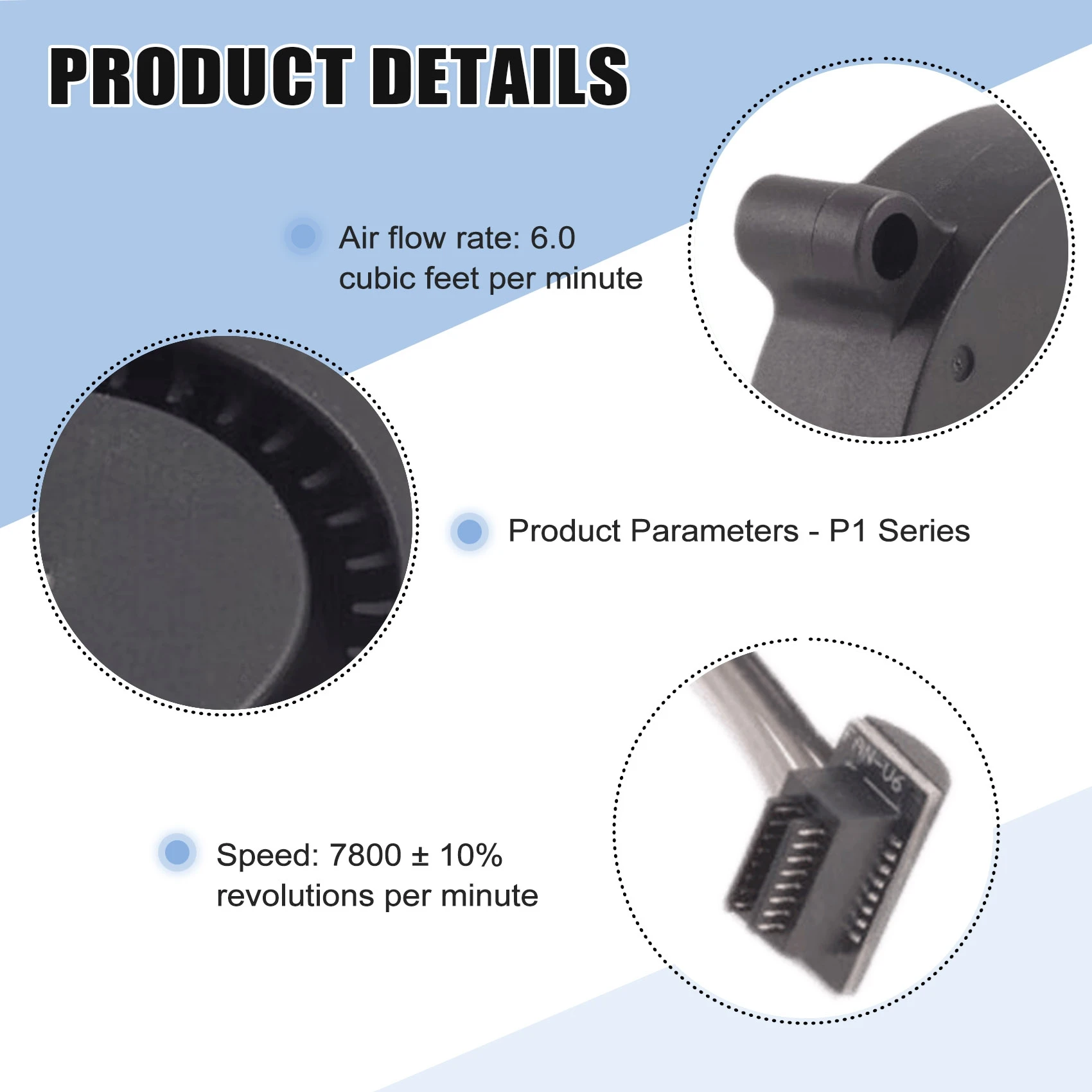 L70A Cooling Fan for Bambu Lab P1 P1S Front Shell Component Cooling Drum Fan Model Double Ball Bearing High Speed 5015