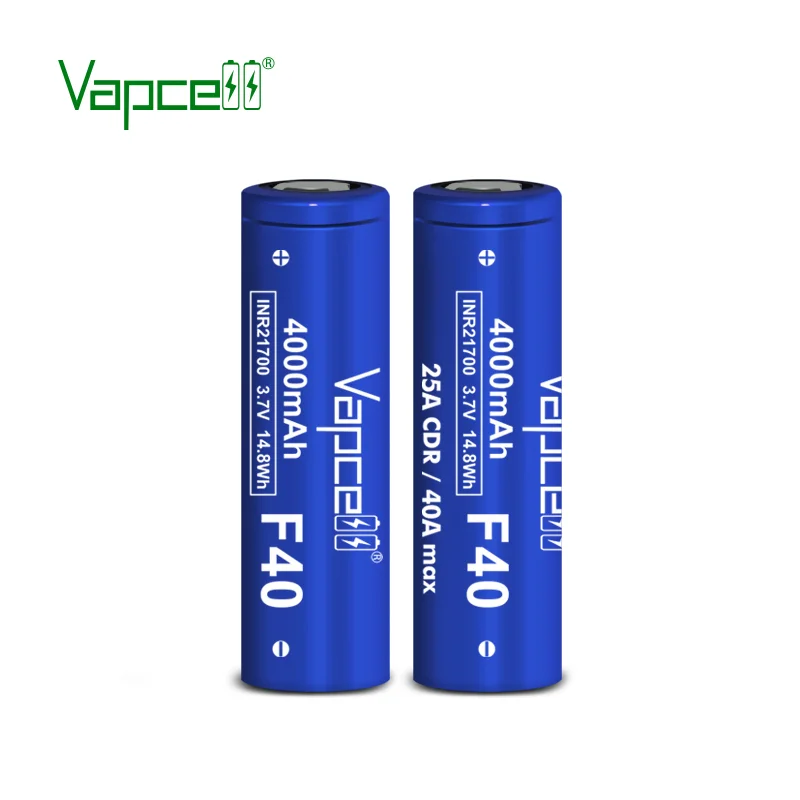 Original Vapcell F40 INR 21700 4000mah 25/40A LI ION Battery 3.7V High Discharge Rechargeable Lithium ion Cell For Flashlight