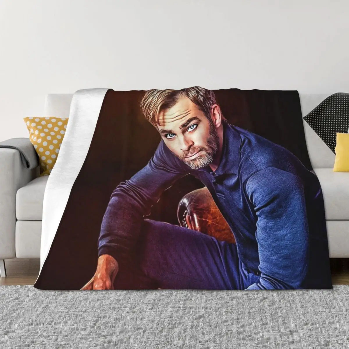 

Chris Pine Throw Blanket christmas decoration Cute Plaid Decorative Beds cosplay anime Blankets