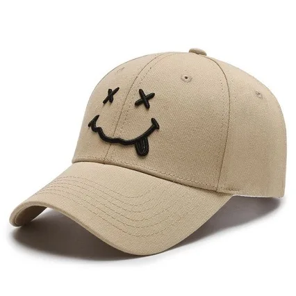 Smiley Face Baseball Cap, Men Ins Trendy Black Duckbill Hat Spring Autumn Casual Sunshade Hat