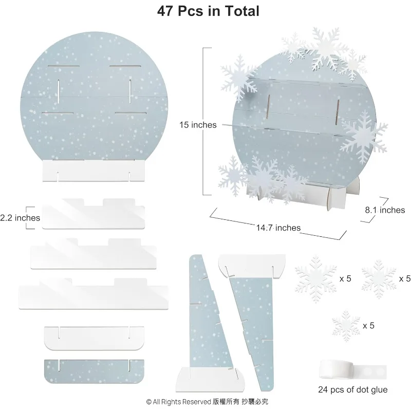 3Tier Cupcake Stand Winter Themed Snowflake Shelf Display Plastic Rack for Chirstmas Holiday Winter Birthday Party Decorations