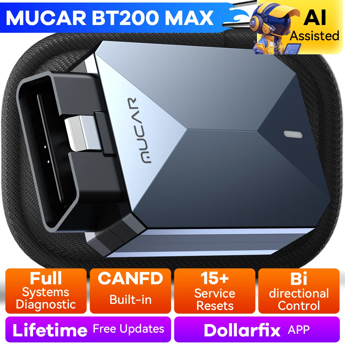 MUCAR BT200 Max Strumento diagnostico OBD2 Diagnosi di tutti i sistemi Supporto scanner bidirezionale CANFD15 Ripristino Aggiornamento gratuito a vita