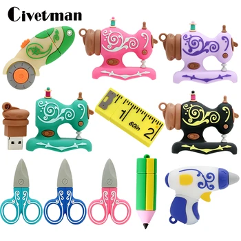 Schneider Werkzeuge Nähmaschine Schere Lineal Pendrive 256G USB Stick 8GB 16GB 32GB 64GB 128GB USB 2,0 Memoria USB-Stick Geschenk