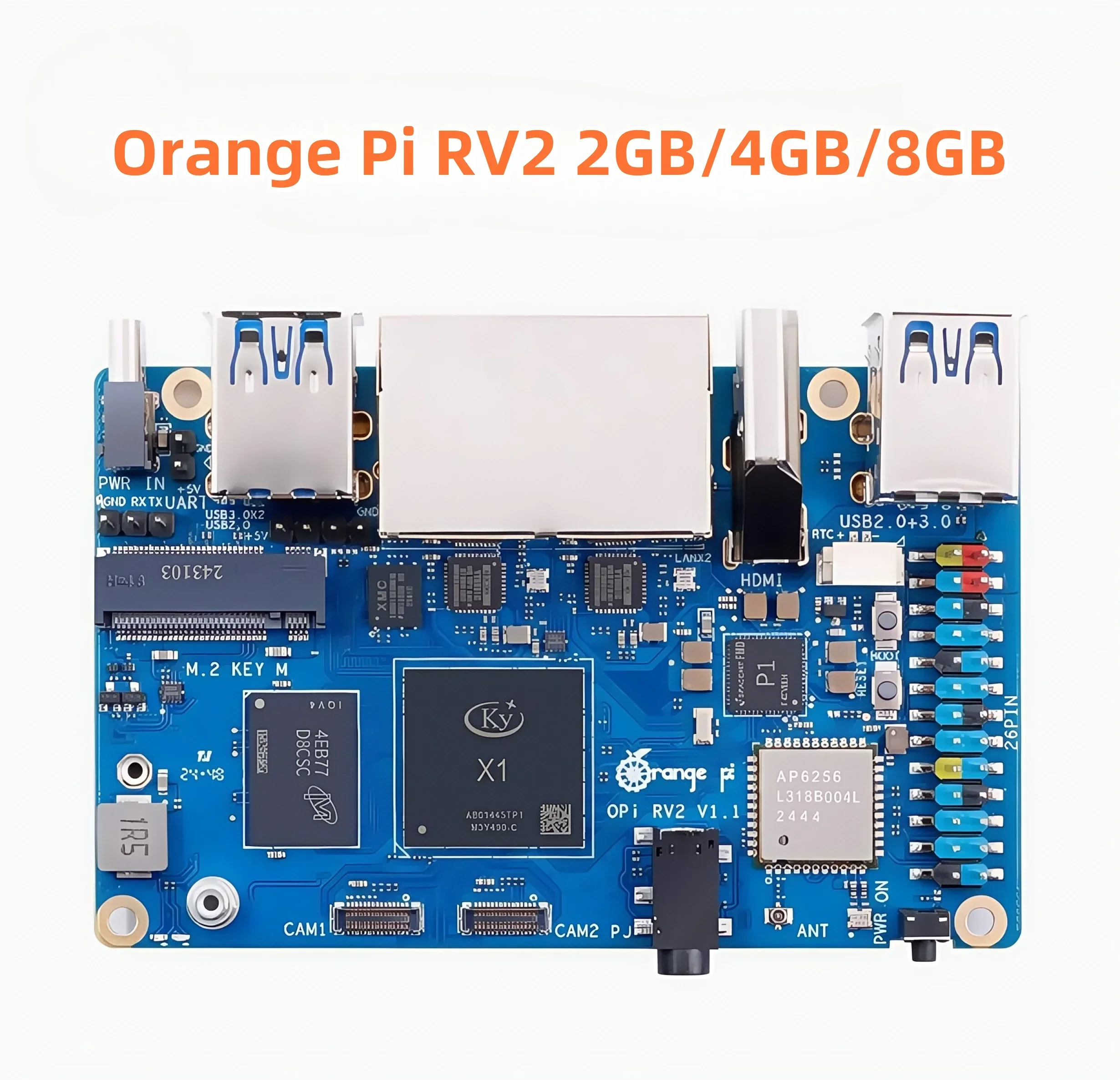 Orange Pi RV2 Development Board (2GB/4GB/8GB Memory Options, 8 - core RISC - V AI Chip)